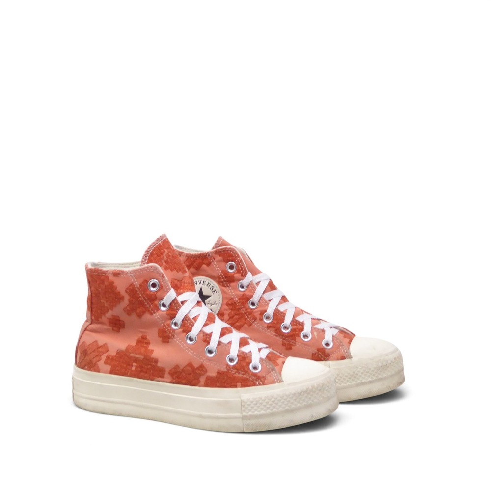 Converse Women All Star Lift High Bright Madder Sneakers Embroidered A02233C 6.5